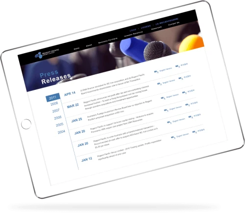 Web Design: Regent Pacific Group Limited